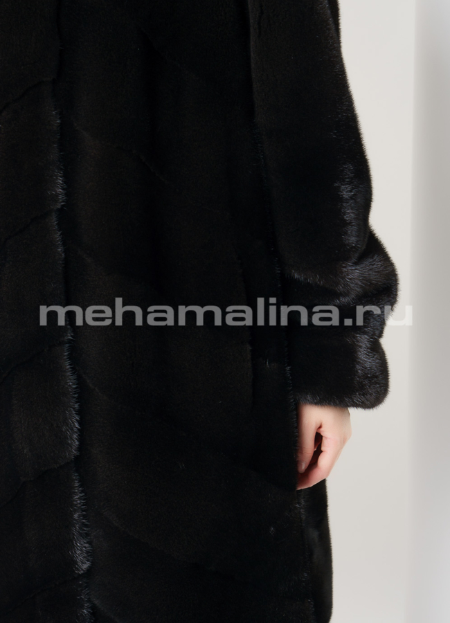 Норковая шуба с капюшоном модель № S-747 универмаг малина