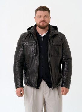 Мужская утепленная куртка из натуральной кожи