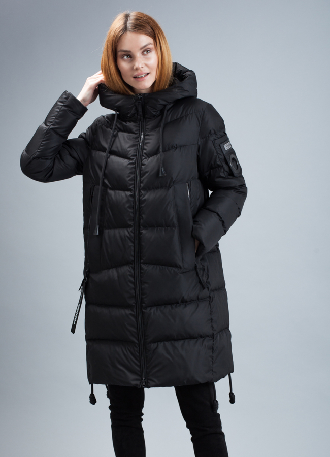 Пуховик женский модель № П-334 меха малина