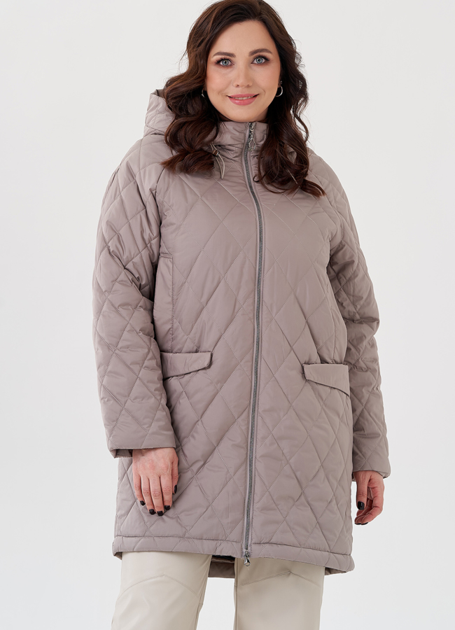 фото Полупальто с капюшоном бежевого цвета  модель № 23938