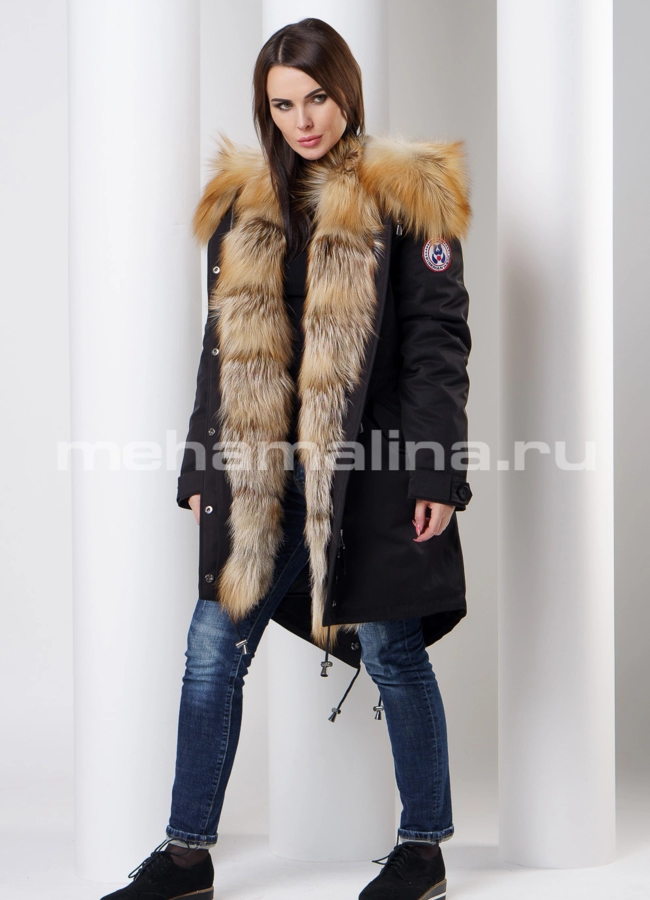 Парка с мехом лисы модель № П-160 универмаг малина