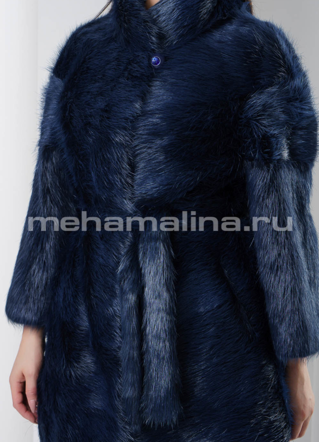 фото Шуба синего цвета модель № S-548