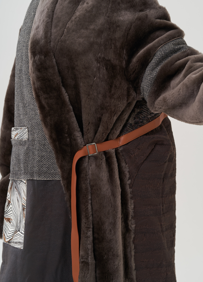 Утепленное пальто коричневого цвета модель № 25489 универмаг малина