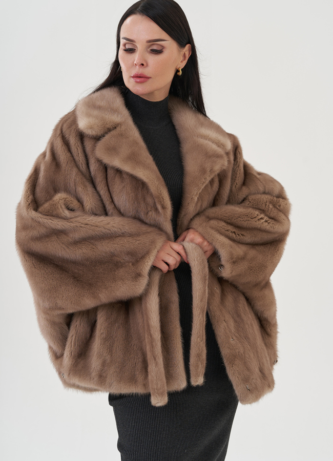 Шуба из норки под пояс модель № 24821 универмаг малина