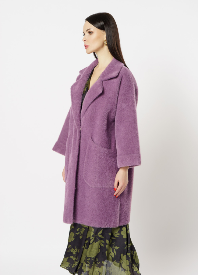 Женское пальто фиолетового цвета модель № 20531 универмаг малина