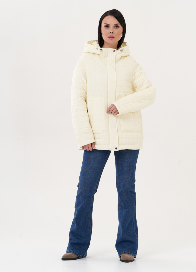 Женская куртка с капюшоном модель № 27014 меха малина