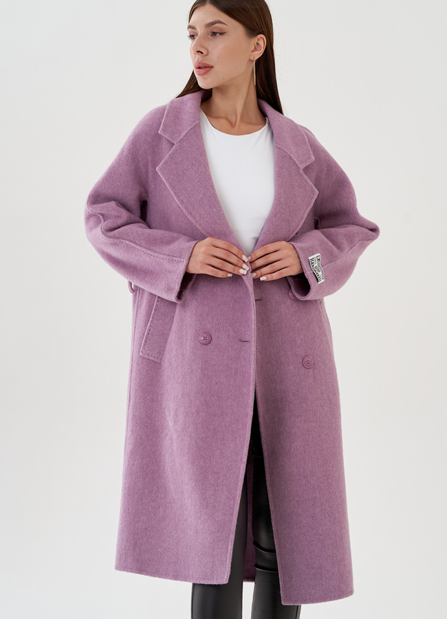 Удлиненное женское пальто с поясом модель № 81424 в рассрочку