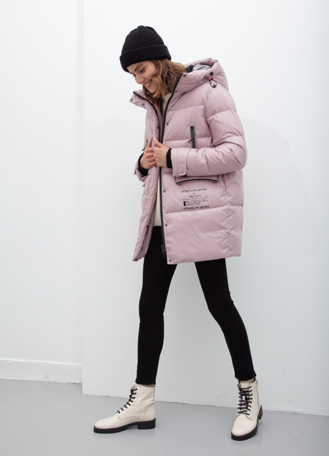 Пуховик женский розового цвета модель № 21025 универмаг малина