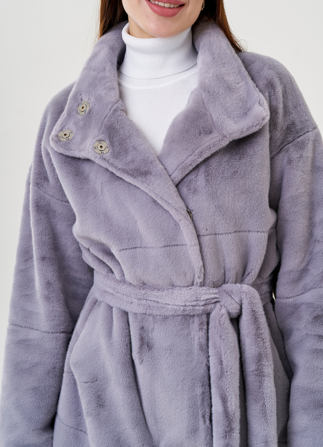 Женское пальто из искусственного меха  модель № 23528 универмаг малина