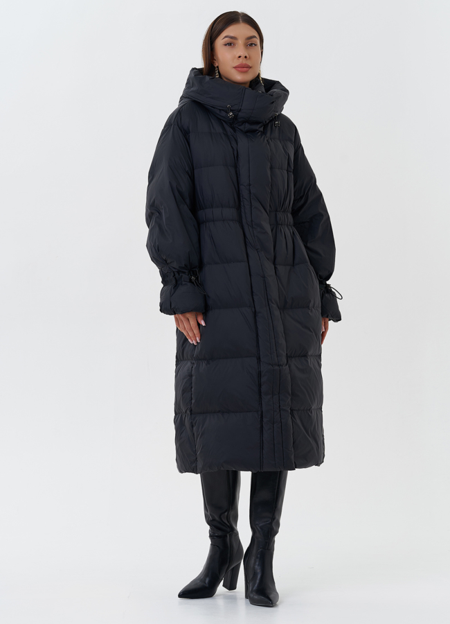 Женский пуховик с капюшоном модель № 28505 меха малина