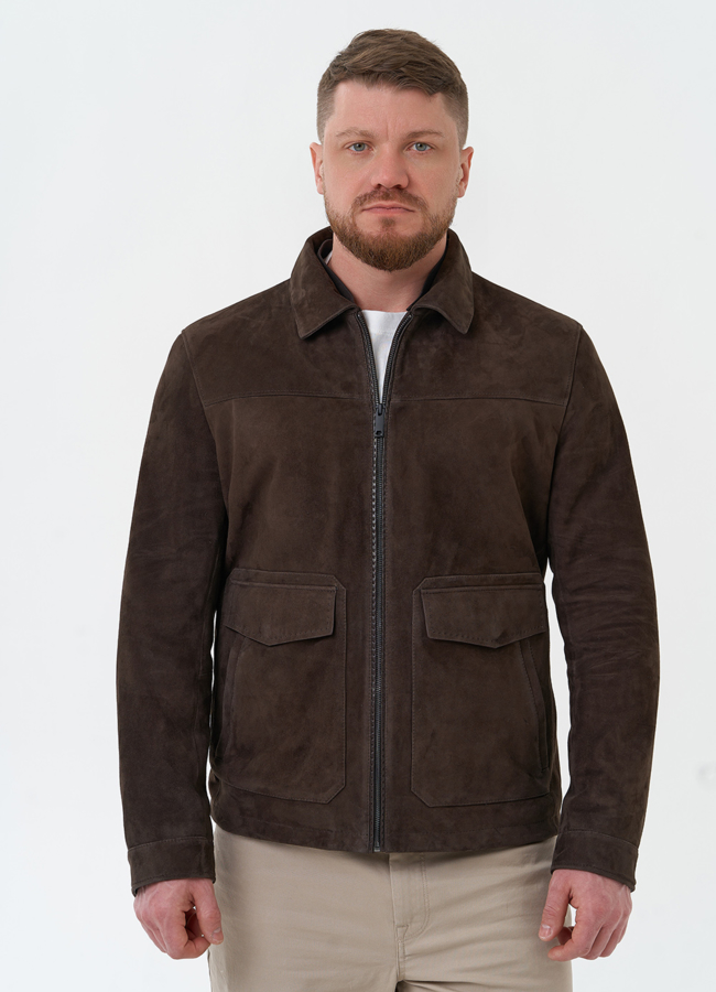 Мужская куртка из натуральной замши коричневого цвета модель № 30066 универмаг малина Мужская куртка из натуральной замши коричневого цвета модель № 30066 универмаг малина