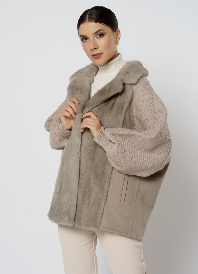 Кардиган с мехом модель № 2021-1 универмаг малина