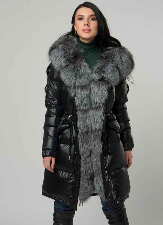 Парка с мехом чернобурки модель № 21882 универмаг малина