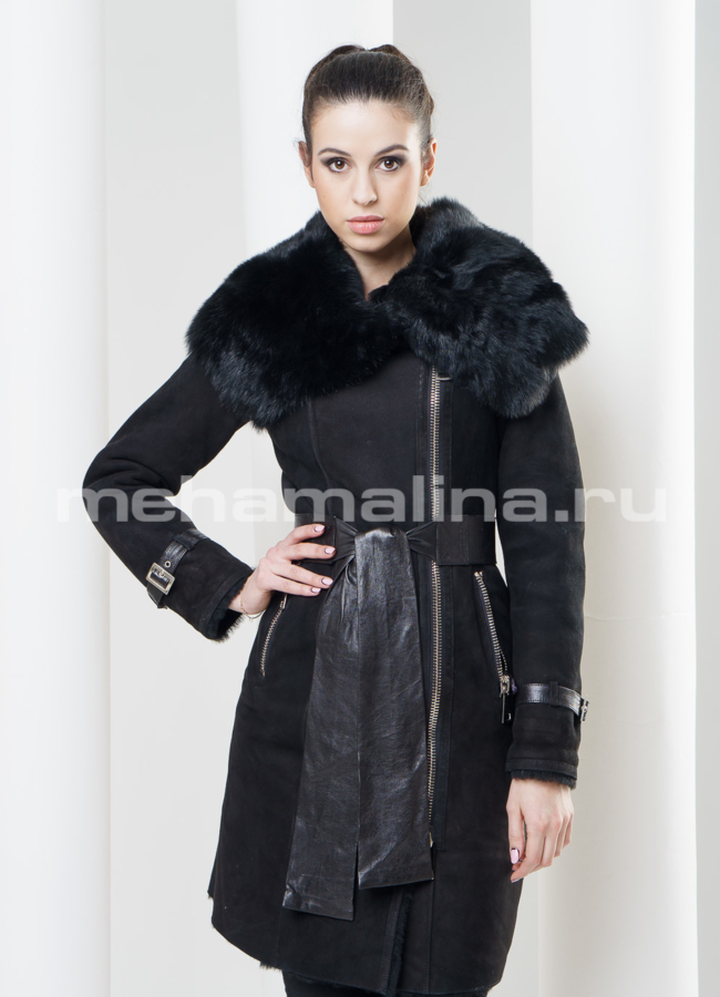 фото Дубленка с капюшоном модель № D-143