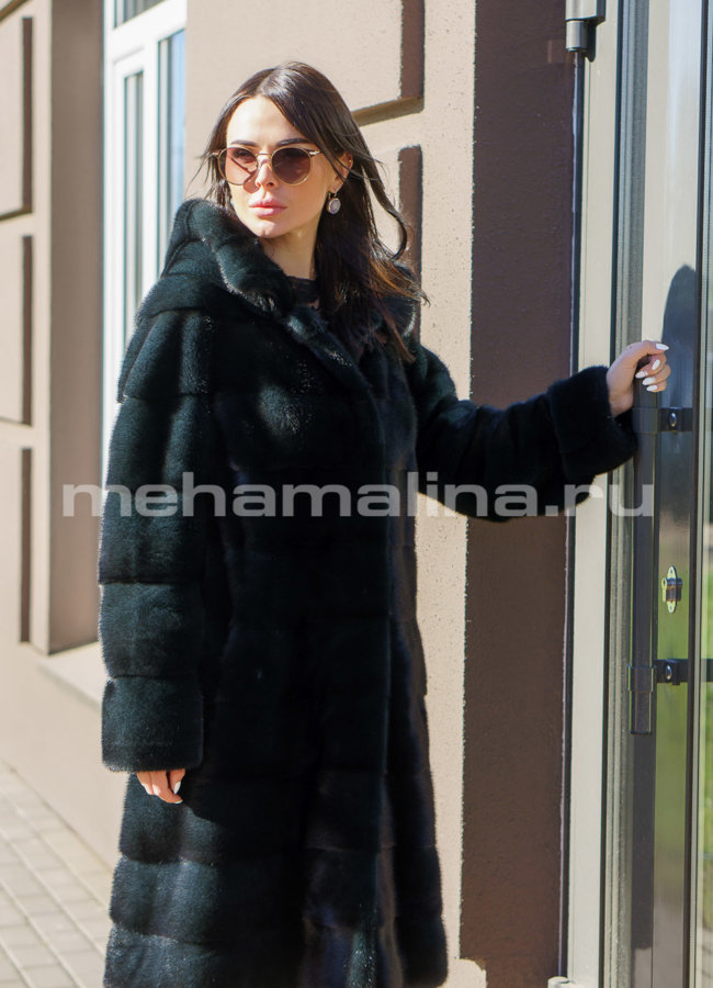 Норковая шуба  модель № S-697 меха малина
