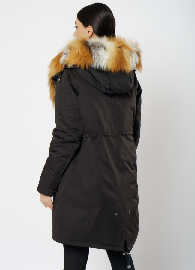 Парка с меховой отделкой из лисы модель № 21798 в рассрочку