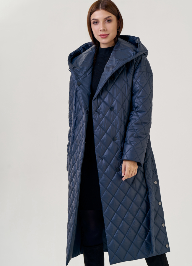 Женское утепленное пальто с капюшоном  модель № 23276 в рассрочку