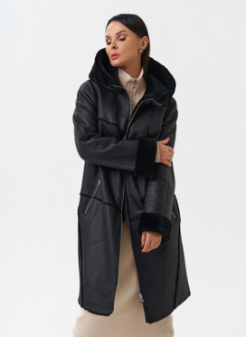 Натуральная дубленка с капюшоном