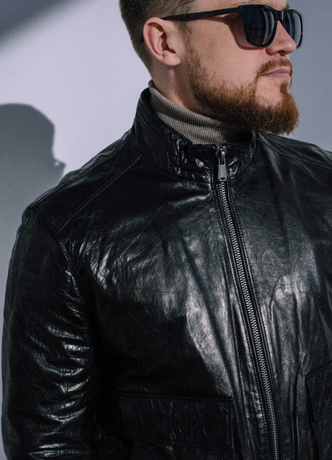 Куртка бомбер из натуральной кожи модель № 21177 универмаг малина