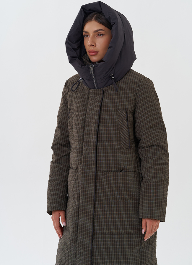 Женский пуховик с принтом модель № 28566 универмаг малина