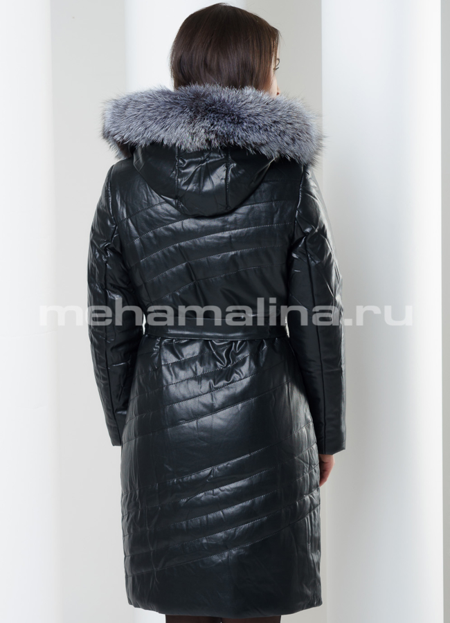 Кожаный пуховик эко модель № П-89 в кредит