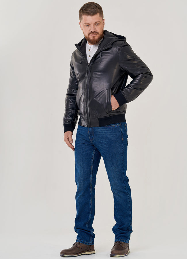 Куртка из натуральной кожи с капюшоном  модель № 22306 универмаг малина