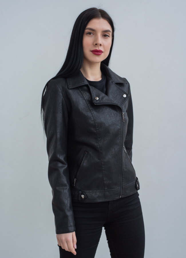 Куртка из эко кожи черного цвета модель № 20639 универмаг малина