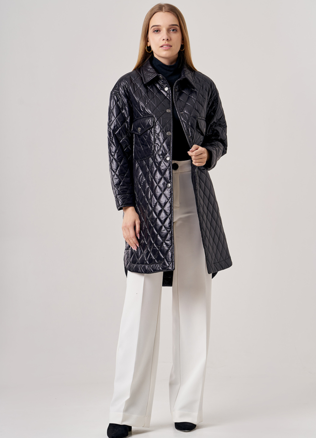 Полупальто-рубашка черного цвета модель № 38 в кредит