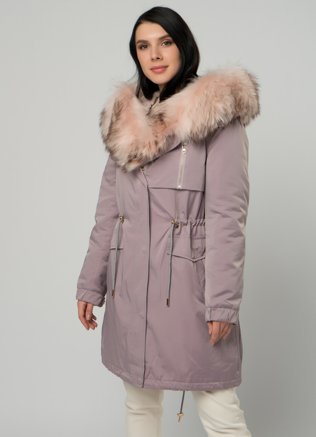 Парка с мехом из енота модель № 73392 универмаг малина