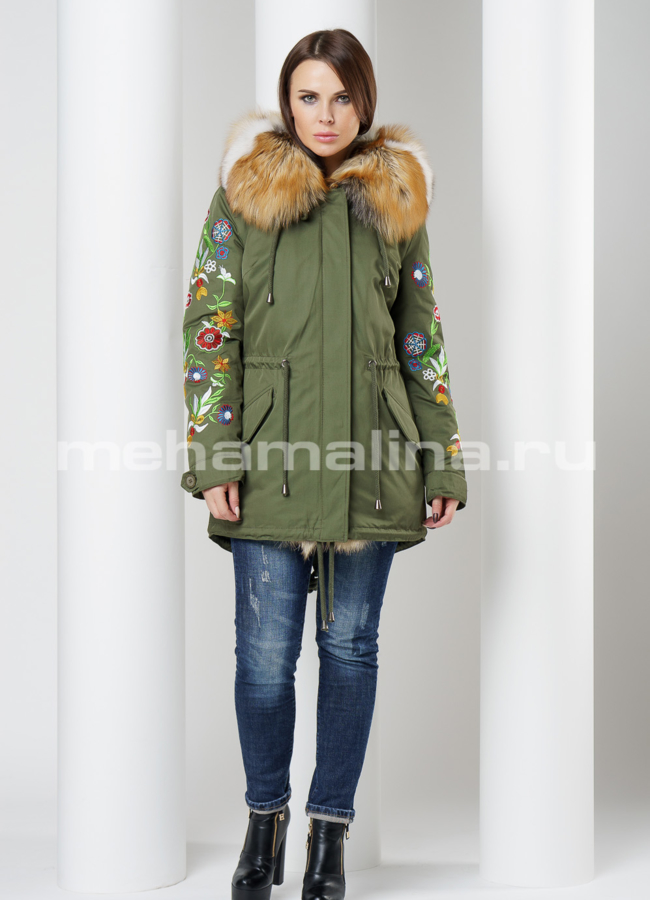 Парка с вышивкой  модель № П-212 универмаг малина
