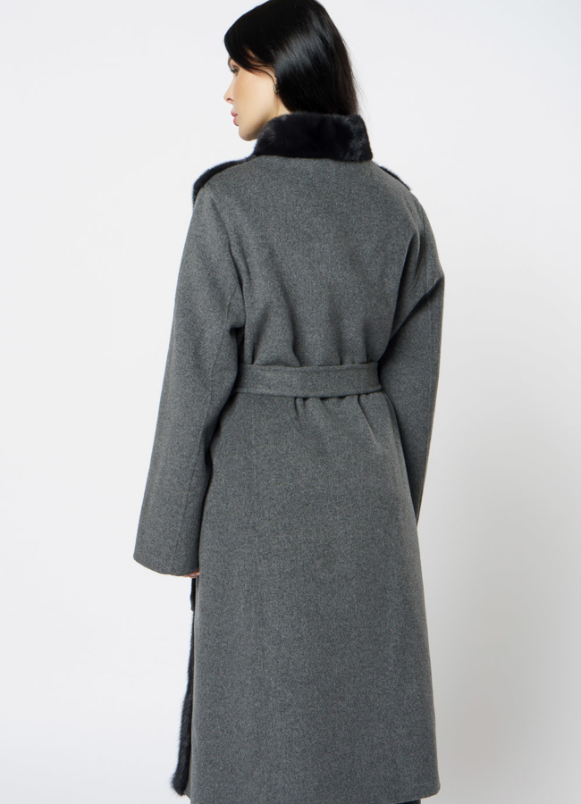 Пальто комбинированное с мехом норки модель № 1950 в кредит