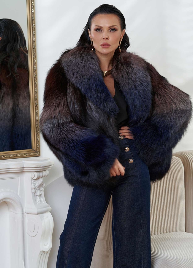 фото Женская шуба из меха чернобурки модель № 28596