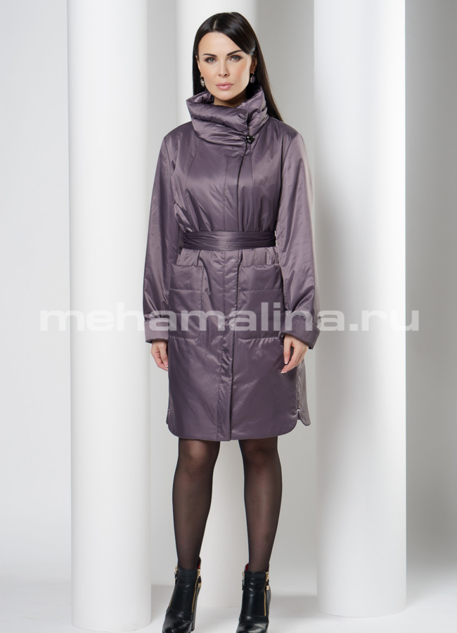 фото Пальто с накладными карманами и воротником стойкой модель № 166