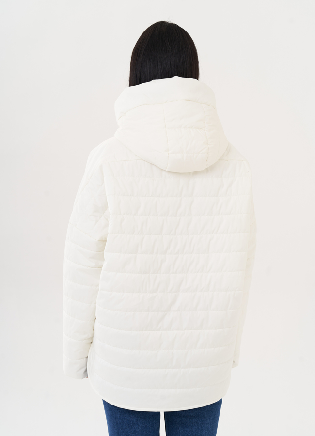 Светлая куртка с капюшоном модель № 26978 универмаг малина