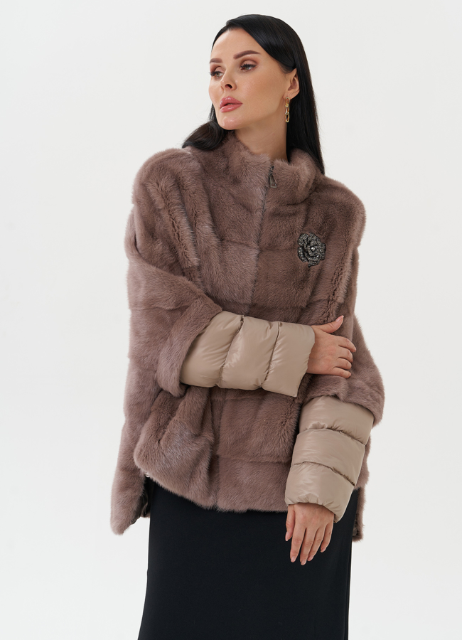 Норковая шуба-трансформер модель № 2175 меха малина