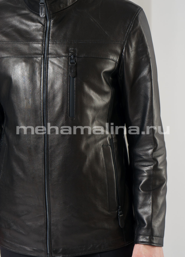 Куртка из натуральной кожи на молнии модель № 1893 универмаг малина