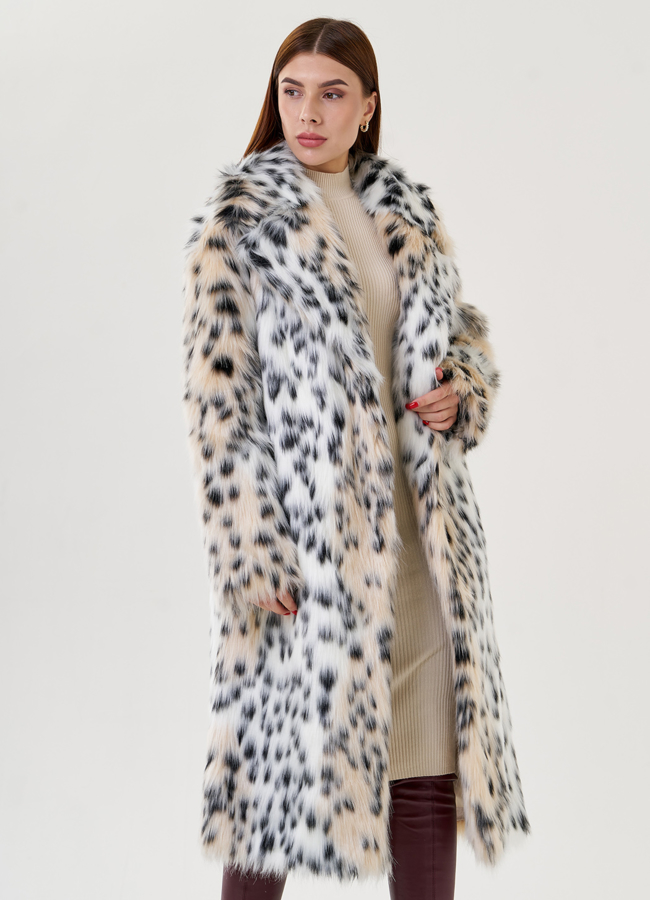 Женское пальто из искусственной рыси  модель № 23614 универмаг малина