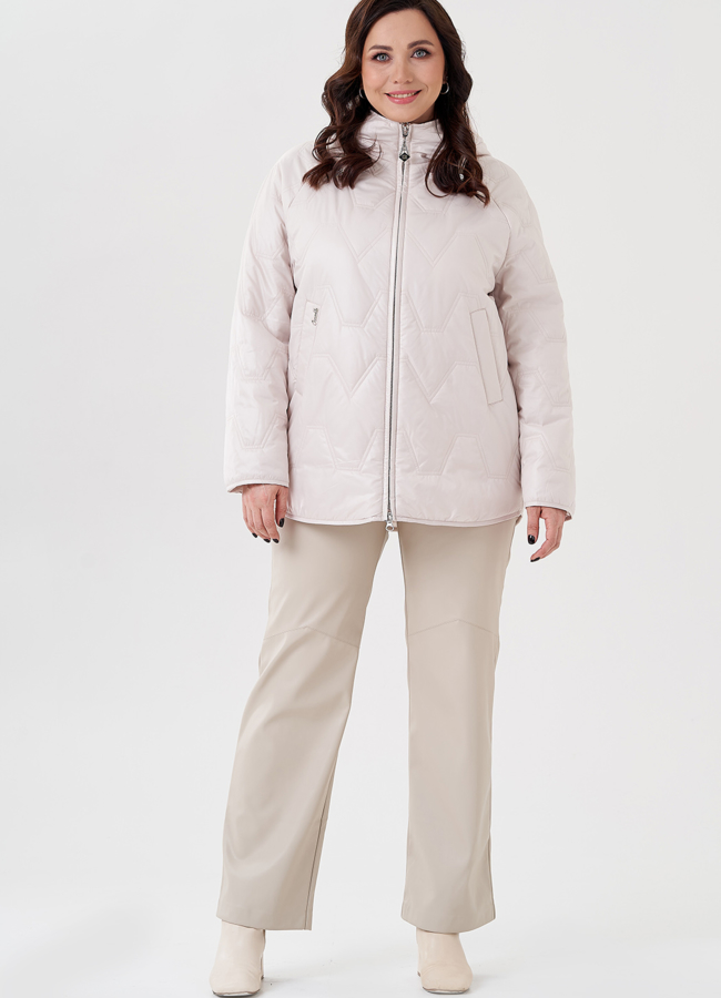 Женское полупальто с капюшоном  модель № 23920 меха малина