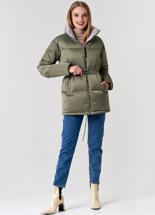 Пуховик женский с воротником стойкой модель № 21571 в кредит