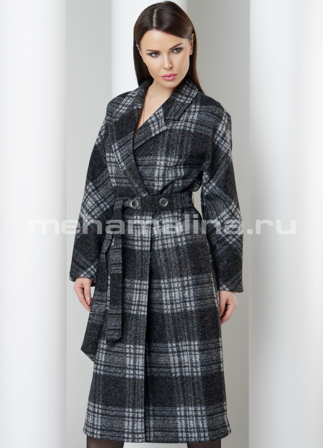 Пальто в клетку  модель № BP-146 универмаг малина