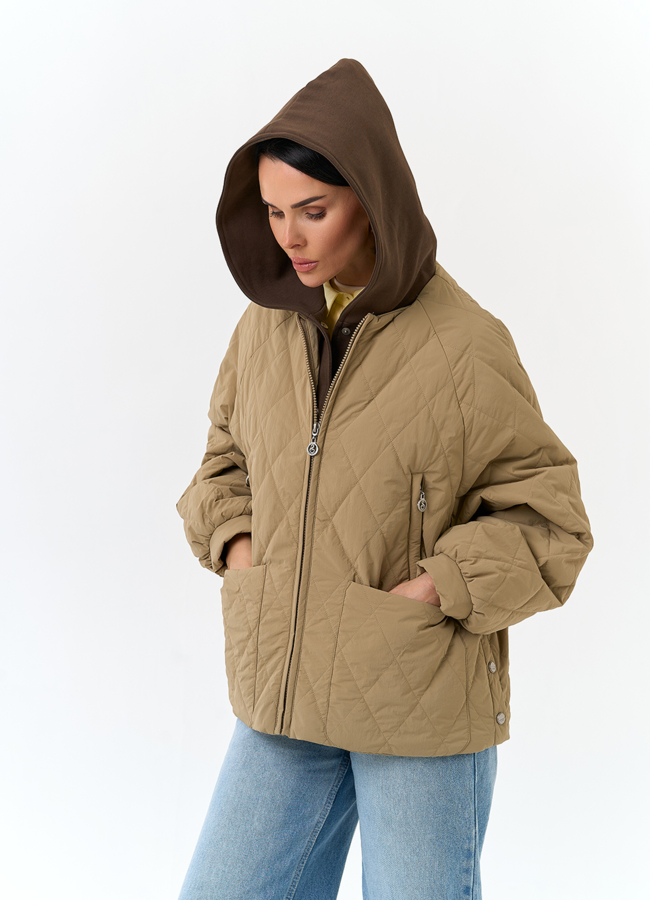 Женская куртка с трикотажным капюшоном модель № 32838 в рассрочку