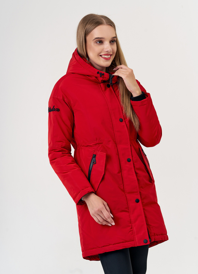 Женская парка в красном цвете модель № 21241 универмаг малина