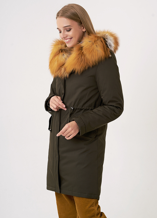 Парка с меховой отделкой из лисы модель № 21799 универмаг малина