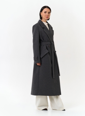 Женское длинное пальто с поясом