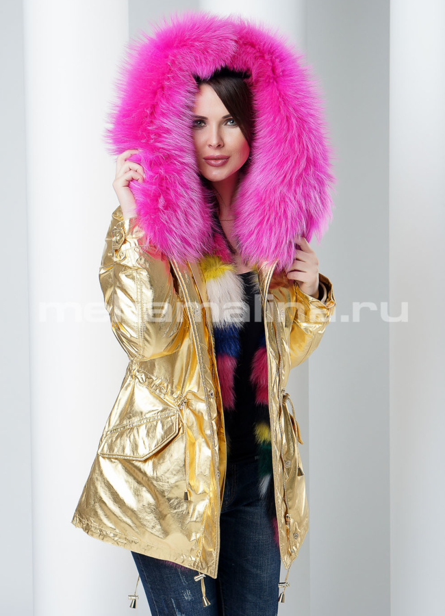 Парка модель № П-205 меха малина