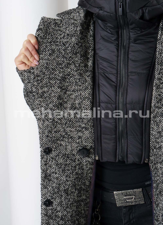 Расклешенное пальто на кнопках модель № 413 универмаг малина