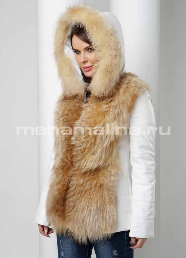 Белый пуховик модель № П-207/1 универмаг малина