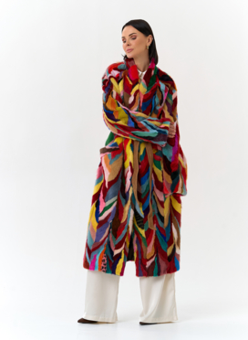 Норковая шуба в стиле пэчворк