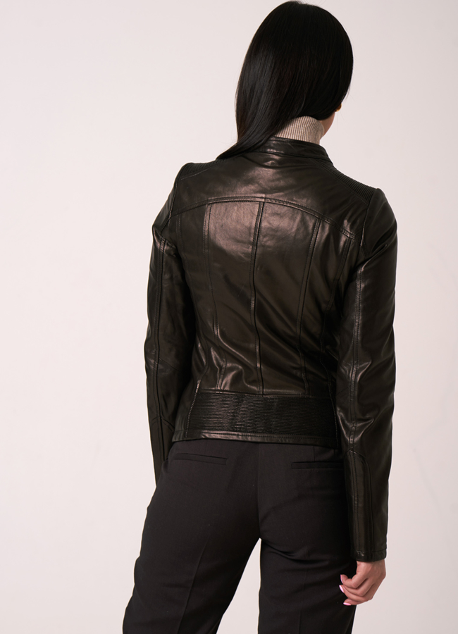фото Кожаная куртка на молнии модель № 17828
