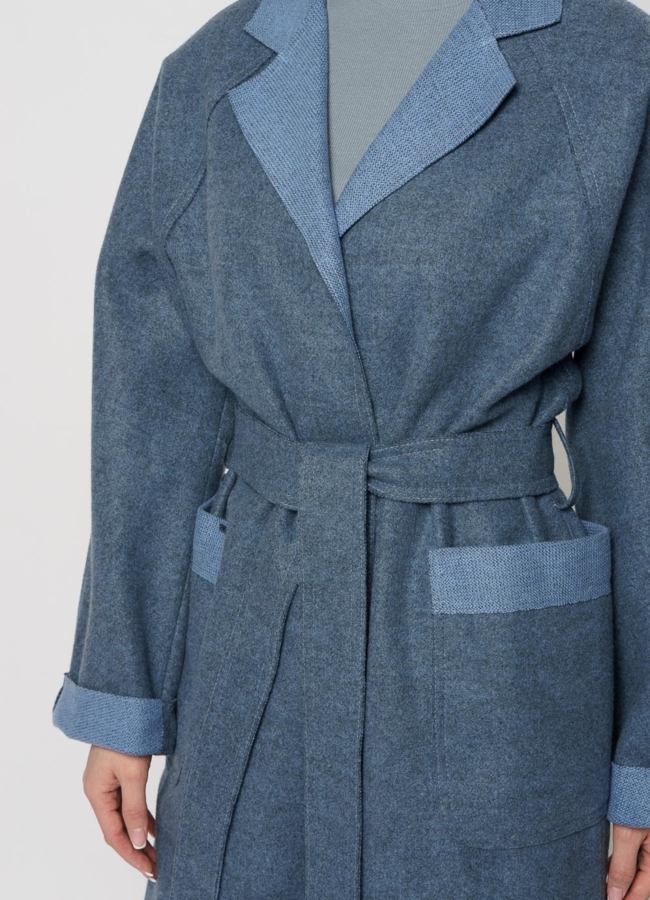 Пальто женское синего цвета модель № 19607 универмаг малина